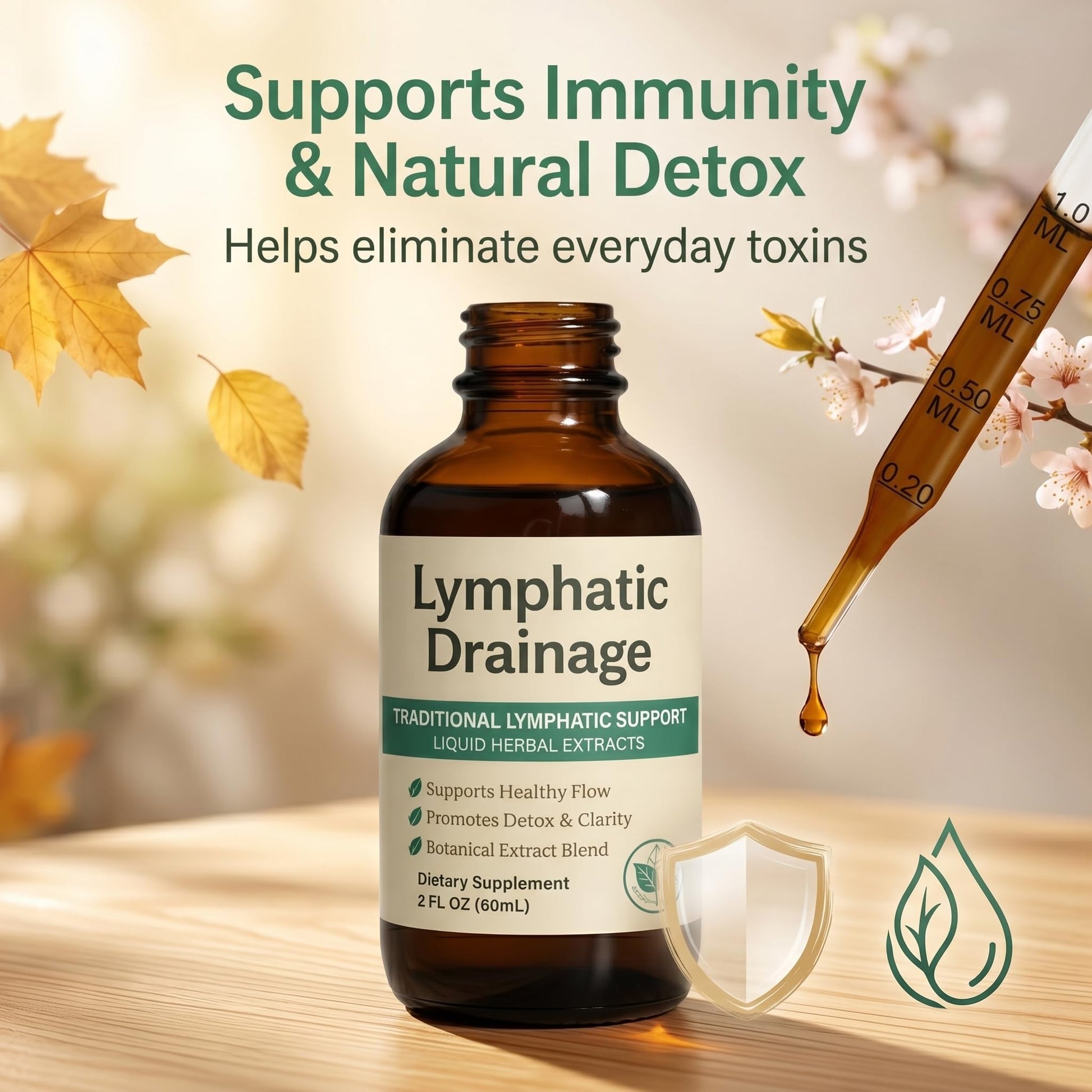 EYUTRD Lymphatic Drainage Drops,1200mg Herbal Blend with Elderberry & Echinacea Dandelion，– Supports Lymphatic Drainage, Immune System & Detox.2 fl.oz (1pcs) - Maple Wellness Supplements