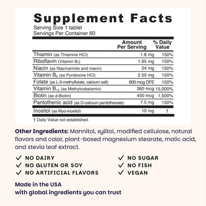 EZ Melts Dissolvable B-Complex - Vitamin B Complex - Provides Energy Metabolism & Heart Health Support - with Methylated B12 & Folate - Non-GMO & Vegan - Maple Wellness Supplements