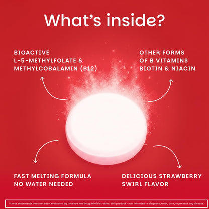 EZ Melts Dissolvable B-Complex - Vitamin B Complex - Provides Energy Metabolism & Heart Health Support - with Methylated B12 & Folate - Non-GMO & Vegan - Maple Wellness Supplements