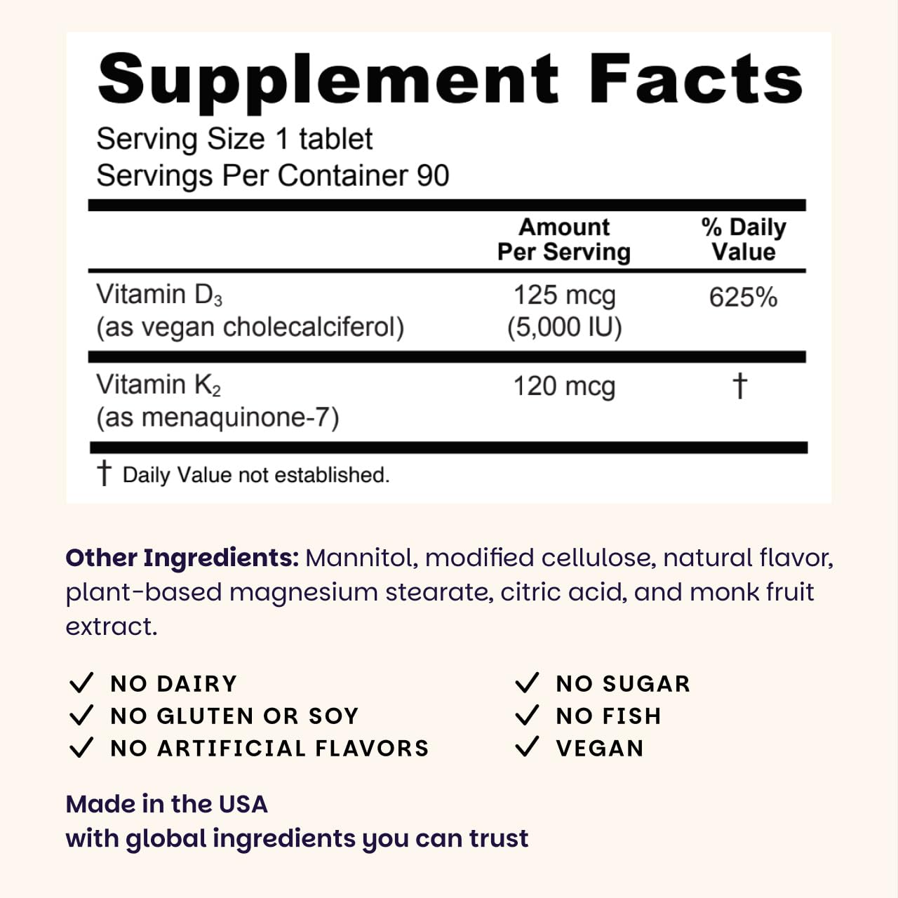 EZ Melts Dissolvable Vegan Vitamin D3 + K2 5,000 IU - Bone & Heart Health Support - Immune Function Support - No Artificial Flavors - Non-GMO - Green Apple - Maple Wellness Supplements