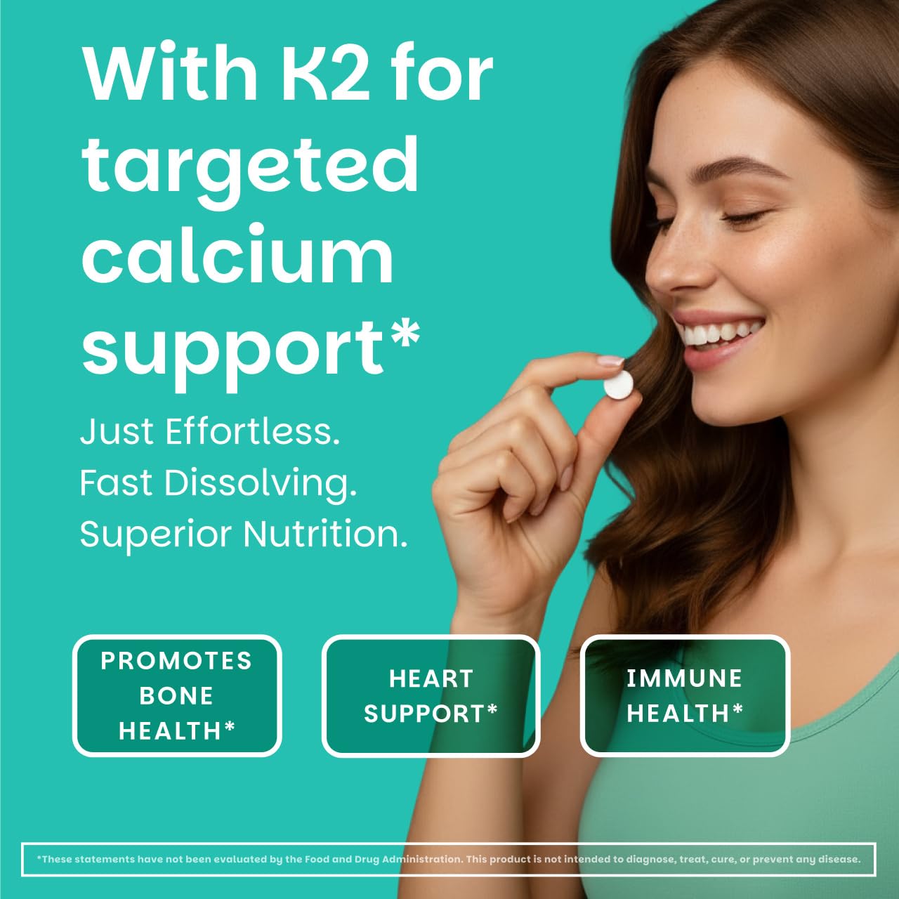 EZ Melts Dissolvable Vegan Vitamin D3 + K2 5,000 IU - Bone & Heart Health Support - Immune Function Support - No Artificial Flavors - Non-GMO - Green Apple - Maple Wellness Supplements
