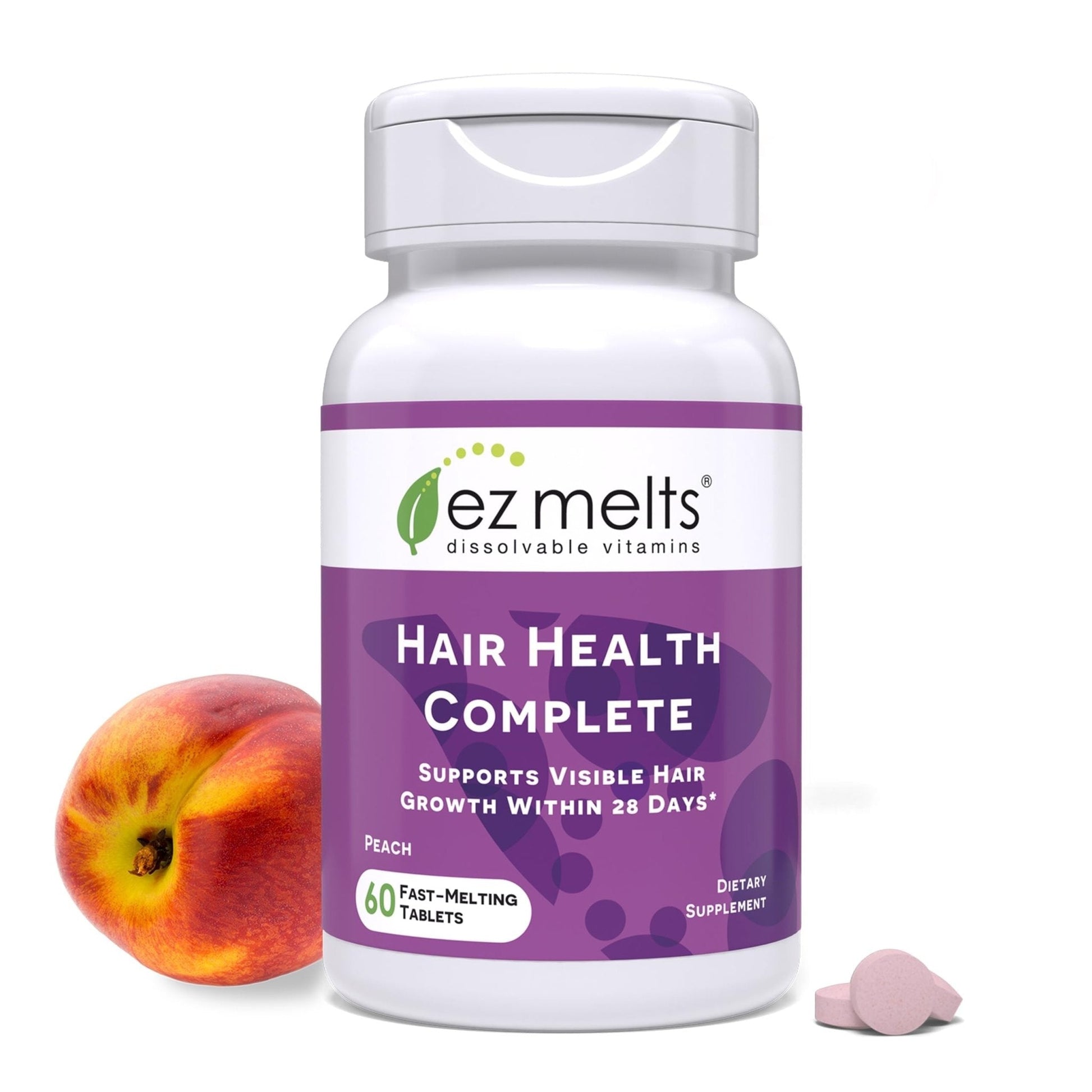 EZ Melts Hair Health Complete - Hair Supplement to Support Strength & Growth - Includes AnaGain Nu, Biotin, Apigenin, Bambo Silica & More - 60 Sublingual Tablets (30 Servings) - Maple Wellness Supplements