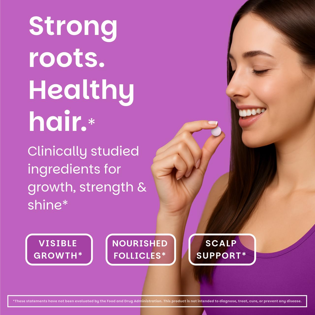 EZ Melts Hair Health Complete - Hair Supplement to Support Strength & Growth - Includes AnaGain Nu, Biotin, Apigenin, Bambo Silica & More - 60 Sublingual Tablets (30 Servings) - Maple Wellness Supplements