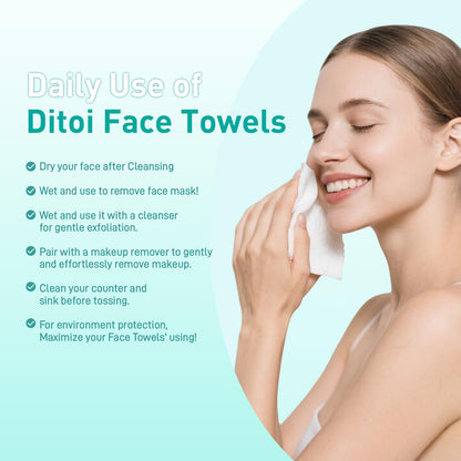 Face Towels, 10"×12" Disposable Face Towel, Face Towelettes XL, Ultra Soft Makeup Remover Dry Wipes - Maple Wellness Supplements