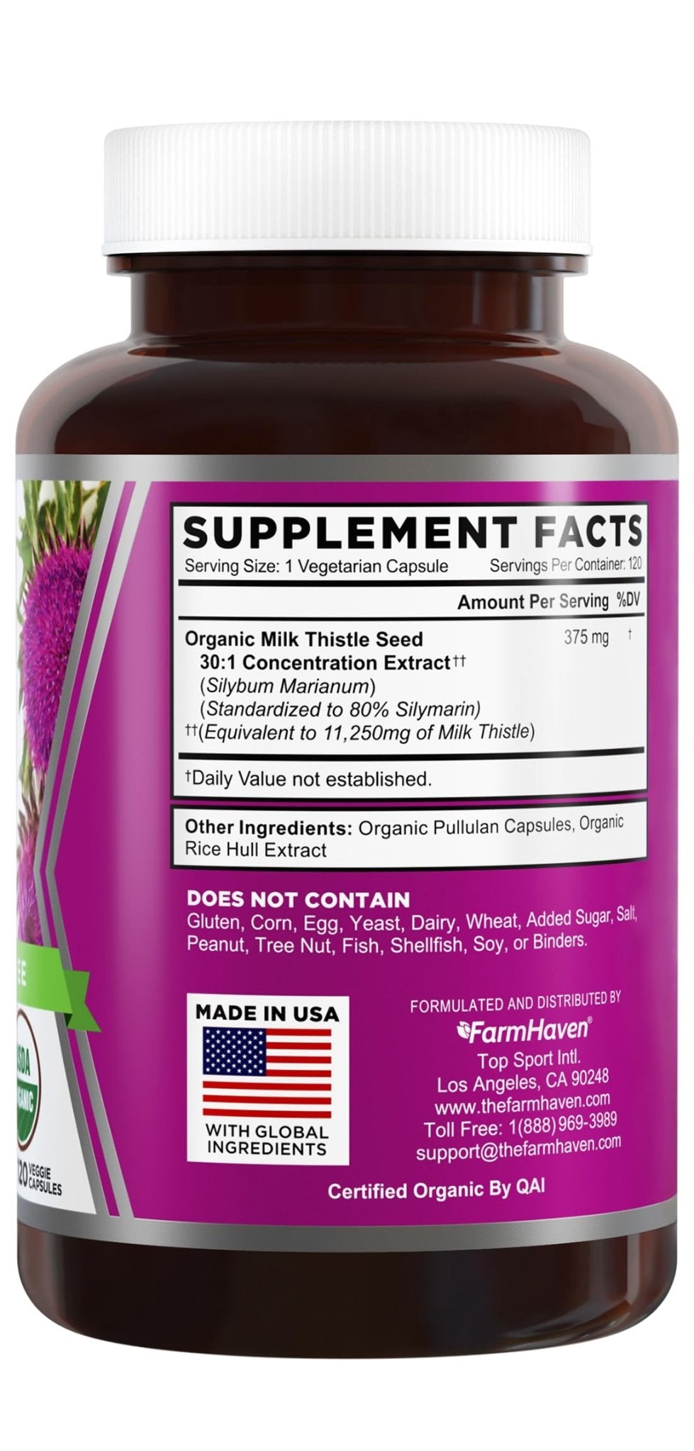 FarmHaven USDA Organic Milk Thistle Capsules | 30X Concentrated Seed Extract & 80% Silymarin Standardized - Supports Liver Function and Overall Health - Maple Wellness Supplements