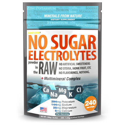 FAST LYTE No Sugar Electrolytes Powder in the Raw | Mix in Coffee, Soup, Juice, Water, Smoothies, Broth, Anything | No Sweeteners or Flavorings | Keto & Sugar Free | Non-GMO & Vegan - Maple Wellness Supplements