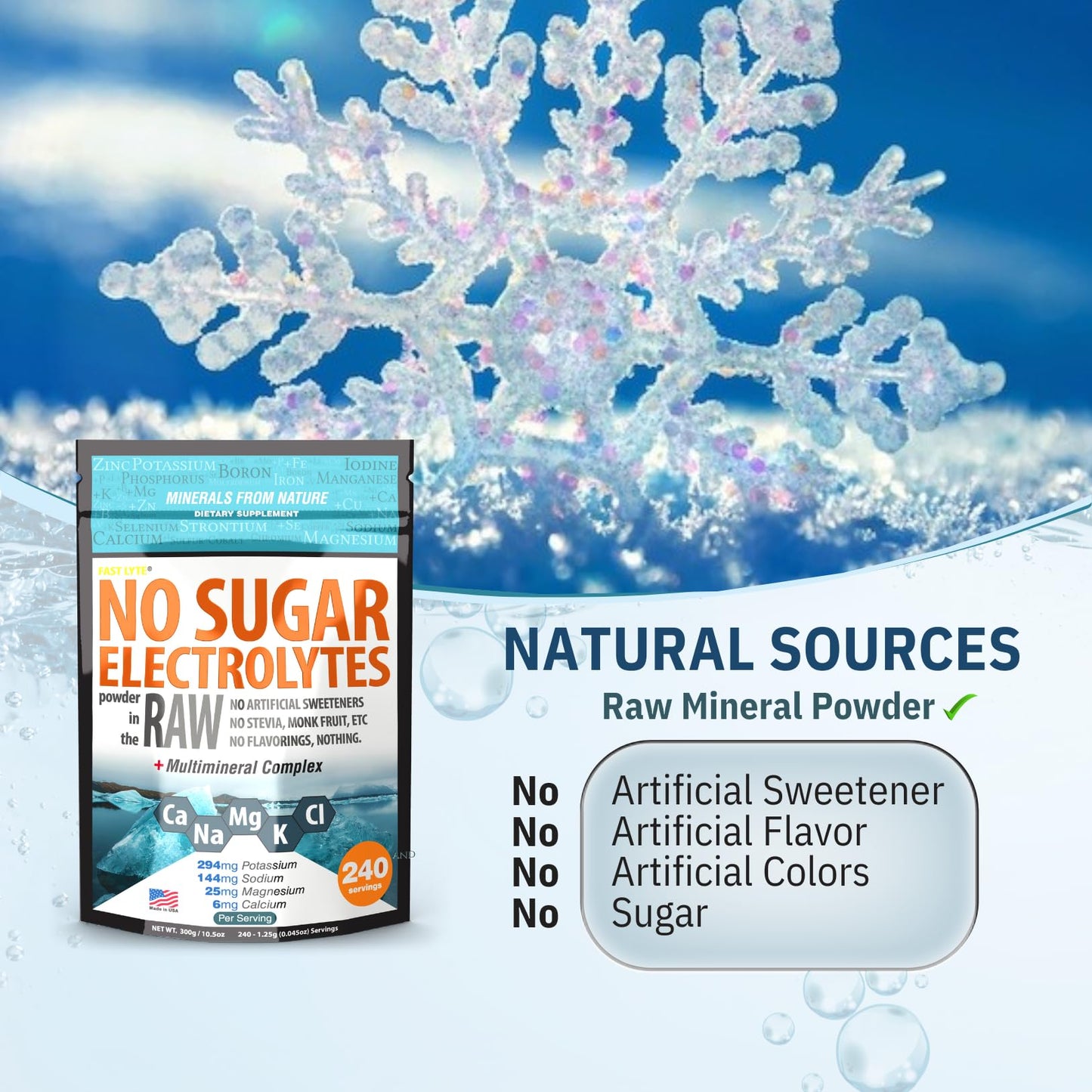 FAST LYTE No Sugar Electrolytes Powder in the Raw | Mix in Coffee, Soup, Juice, Water, Smoothies, Broth, Anything | No Sweeteners or Flavorings | Keto & Sugar Free | Non-GMO & Vegan - Maple Wellness Supplements
