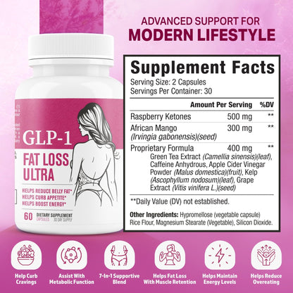 Fat Loss Ultra Appetite Suppressant & for Women | Supports Healthy Pathways Associated with Activity | 3rd Party Tested Supplement - 60 Capsules for Adults - Maple Wellness Supplements