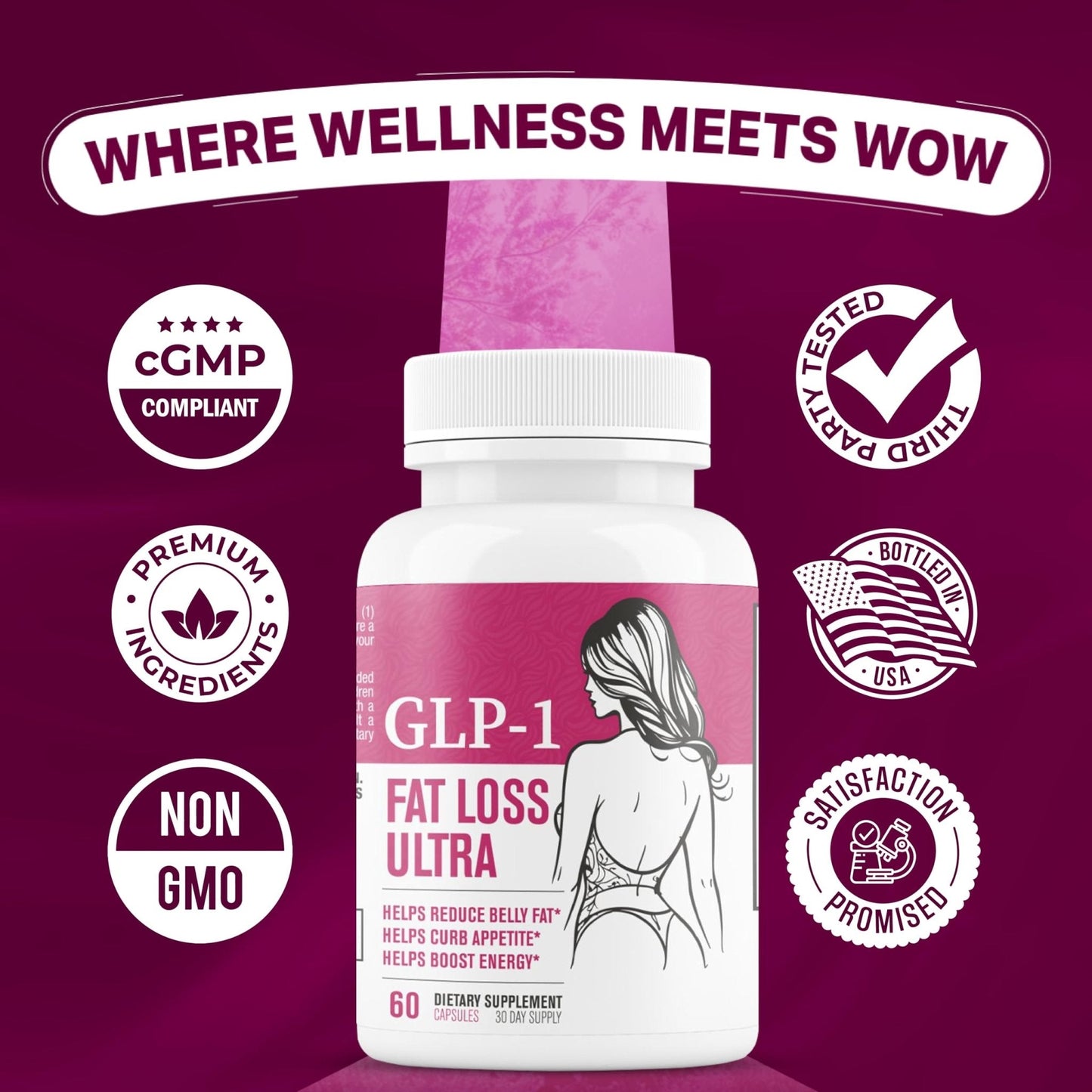 Fat Loss Ultra Appetite Suppressant & for Women | Supports Healthy Pathways Associated with Activity | 3rd Party Tested Supplement - 60 Capsules for Adults - Maple Wellness Supplements