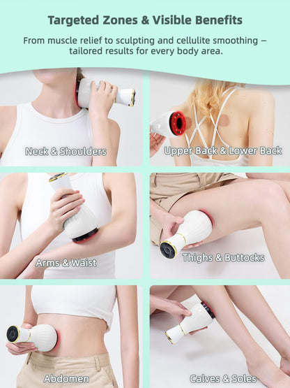 FEEJOY Electric Lymphatic Drainage Massager with Pulse Therapy & Heat – 12-Level Cupping Massage Device for Cellulite Reduction, Body Sculpting, Deep Tissue Pain Relief & Muscle Recovery, White - Maple Wellness Supplements