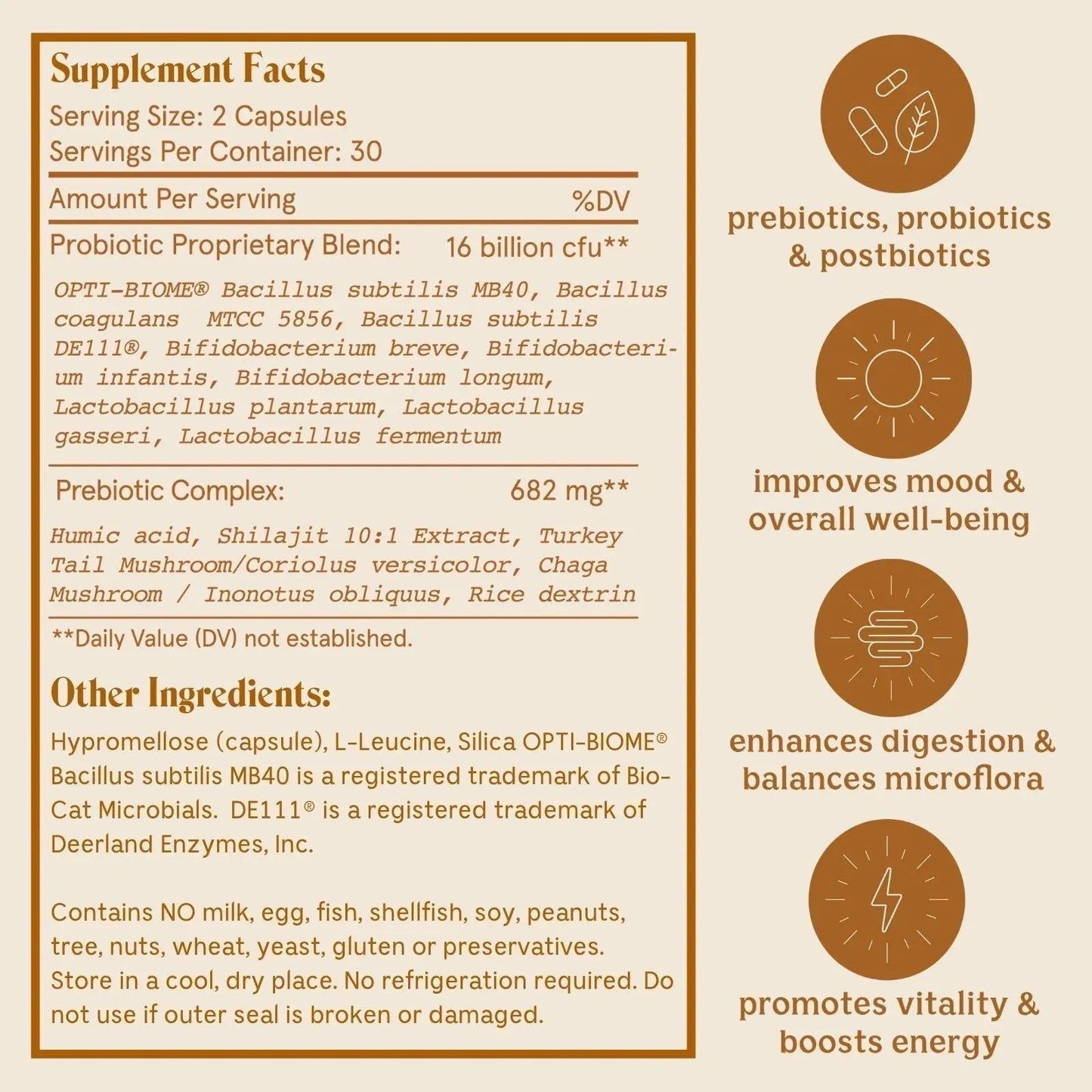 Feel Good SBO Probiotics — Soil Based Organisms (SBOs), Prebiotics, Postbiotics, Humic Acid, Shilajit, Chaga & Turkey Tail Mushroom for Digestion — Solluna by Kimberly Snyder (60CT) Vegan & Non-GMO - Maple Wellness Supplements