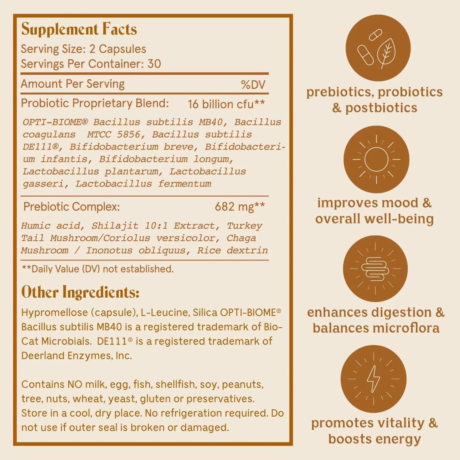 Feel Good SBO Probiotics — Soil Based Organisms (SBOs), Prebiotics, Postbiotics, Humic Acid, Shilajit, Chaga & Turkey Tail Mushroom for Digestion — Solluna by Kimberly Snyder (60CT) Vegan & Non-GMO - Maple Wellness Supplements