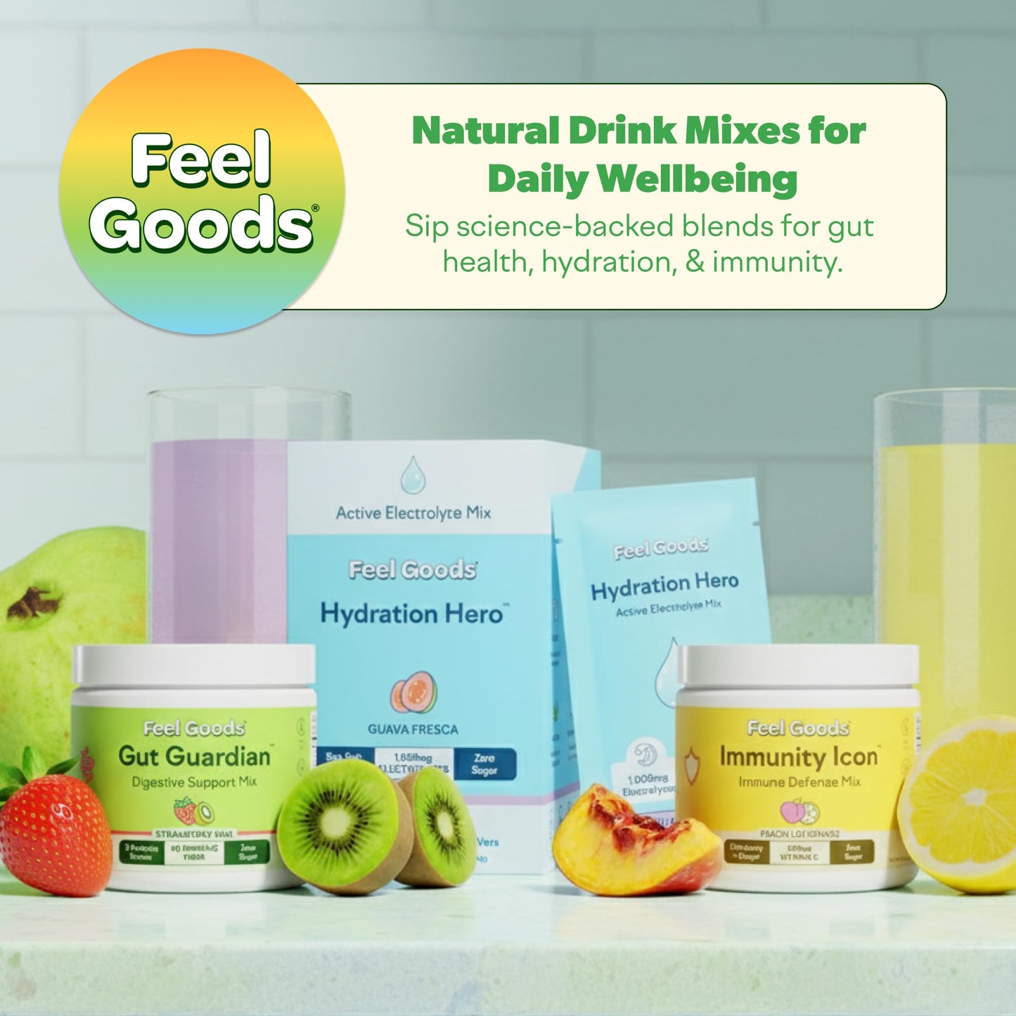 Feel Goods Gut Guardian, Gut Health Powder Drink Mix - Probiotic Fiber with Prebiotics & L Glutamine for Digestive Health, Bloating Relief & Digestion Support, - Maple Wellness Supplements