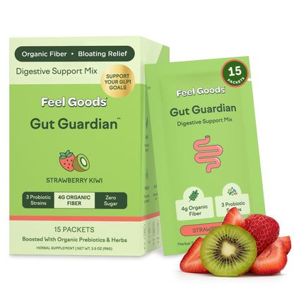 Feel Goods Gut Guardian, Gut Health Powder Packets - Probiotic Fiber with Prebiotics & L Glutamine for Digestive Health, Bloating Relief & Digestion Support, Gut Cleanse - Maple Wellness Supplements
