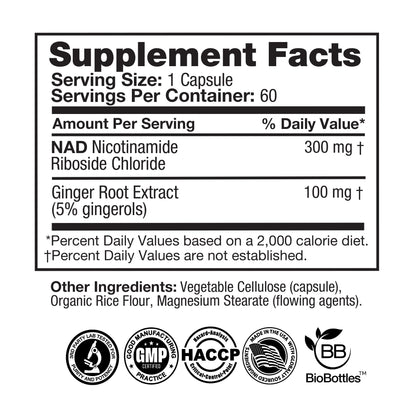Feelgood Company NAD+ Supplement - Anti-Aging & Cellular Energy Support - Supports Energy, Cognitive Function & Cellular Health - 60 Capsules - NAD+ Precursor - Maple Wellness Supplements