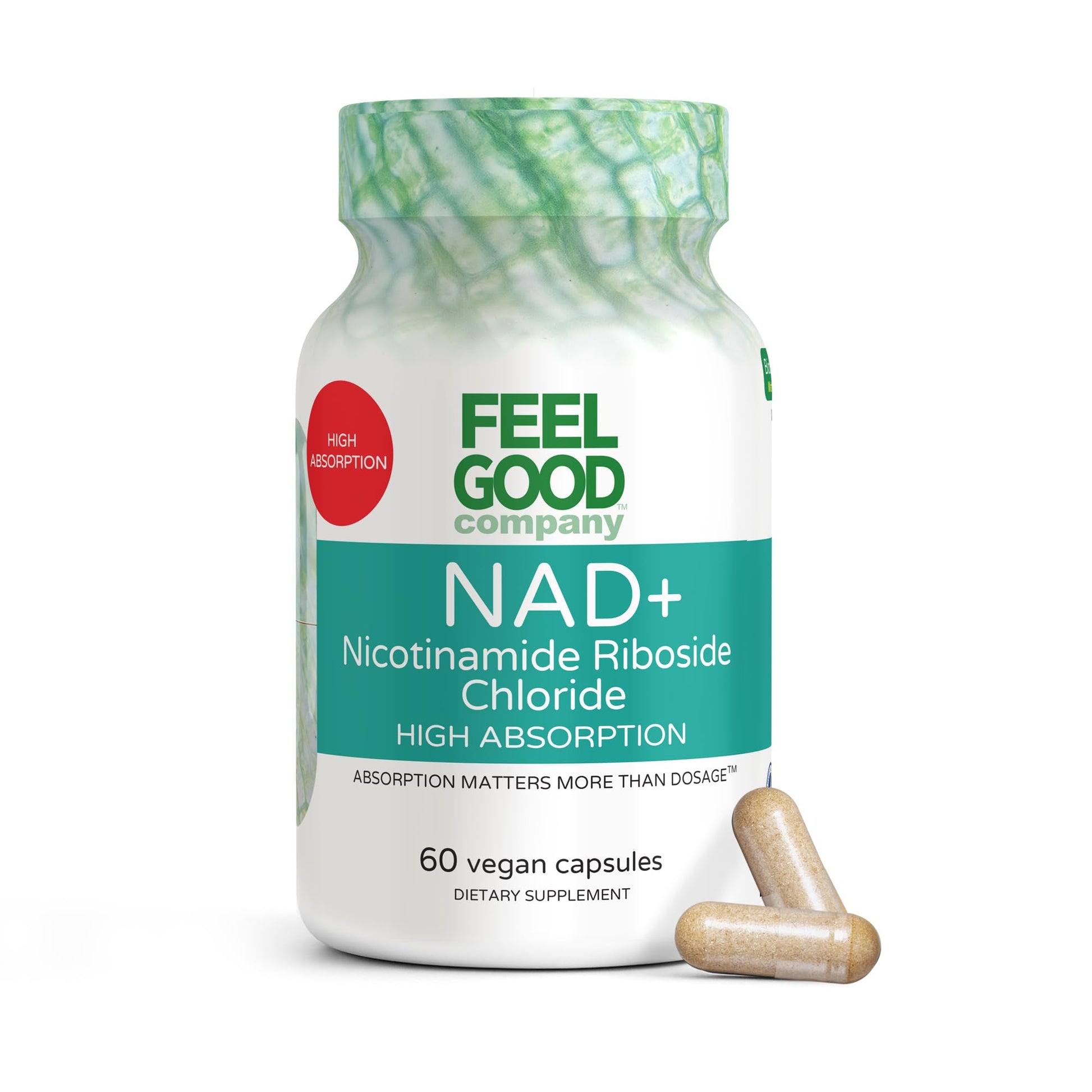 Feelgood Company NAD+ Supplement - Anti-Aging & Cellular Energy Support - Supports Energy, Cognitive Function & Cellular Health - 60 Capsules - NAD+ Precursor - Maple Wellness Supplements