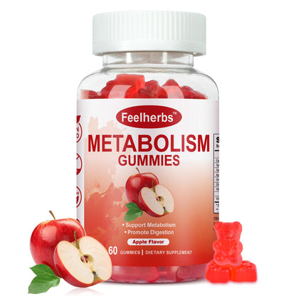 Feelherbs Metabolism Gummies for Women and Men Digestion & Energy, 60 Count Apple Cider Vinegar Gummies with Vitamin B12 & Beet Root, Chewable Keto ACV Vitamin for Metabolism & Detox Cleanse - Maple Wellness Supplements