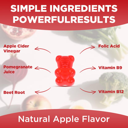 Feelherbs Metabolism Gummies for Women and Men Digestion & Energy, 60 Count Apple Cider Vinegar Gummies with Vitamin B12 & Beet Root, Chewable Keto ACV Vitamin for Metabolism & Detox Cleanse - Maple Wellness Supplements