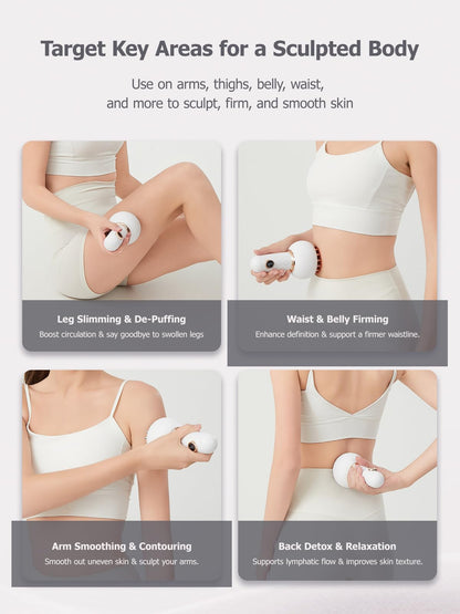 FEEOLA Lymphatic Drainage Massager & Cellulite Massage Tool, Helps Reduce Stretch Marks & Cellulite, for Legs, Arms & Belly, Body Sculpting Machine with Microcurrent, Light, Heat & Vibration - Maple Wellness Supplements