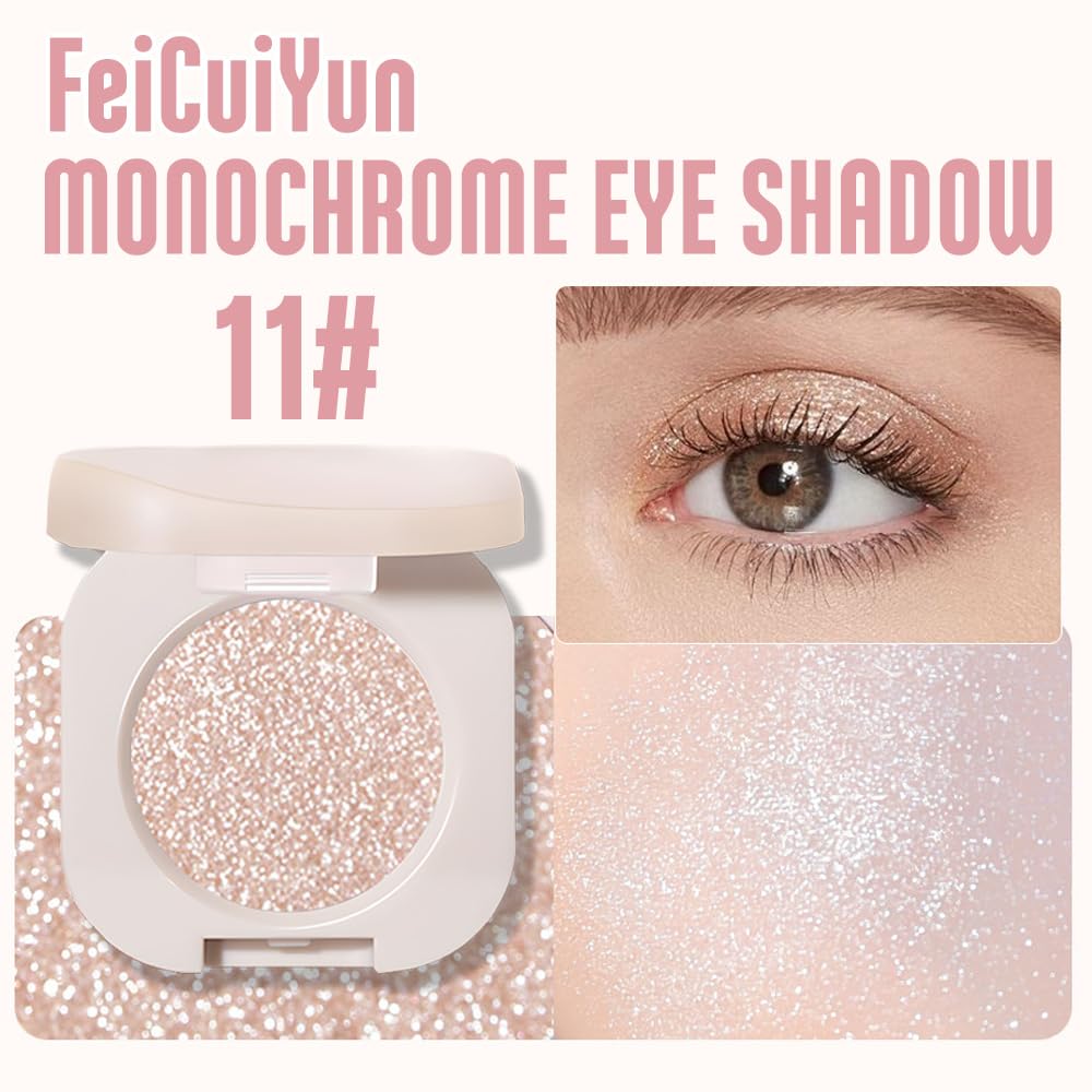 FeiCuiYun Glitter Shimmer Sparkle Eye Shadow Palette Makeup for Older Women, Pearl White Silver Glitter Shimmer Metallic Holographic Iridescent Cream Iridescent Single Monochrome Eyeshadow Makeup, 11 - Maple Wellness Supplements