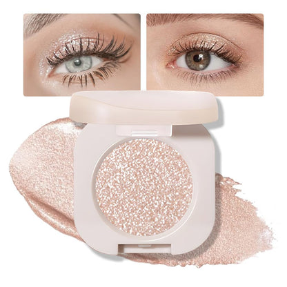 FeiCuiYun Glitter Shimmer Sparkle Eye Shadow Palette Makeup for Older Women, Pearl White Silver Glitter Shimmer Metallic Holographic Iridescent Cream Iridescent Single Monochrome Eyeshadow Makeup, 11 - Maple Wellness Supplements