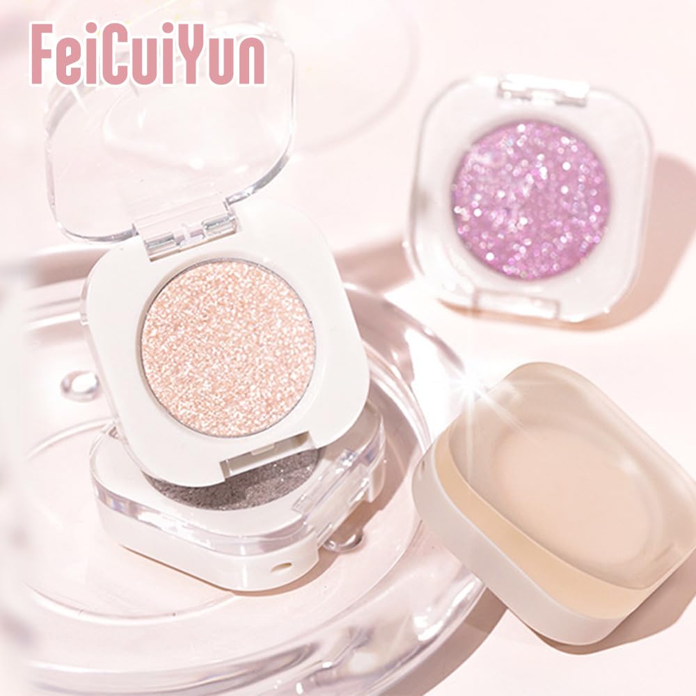 FeiCuiYun Glitter Shimmer Sparkle Eye Shadow Palette Makeup for Older Women, Pearl White Silver Glitter Shimmer Metallic Holographic Iridescent Cream Iridescent Single Monochrome Eyeshadow Makeup, 11 - Maple Wellness Supplements