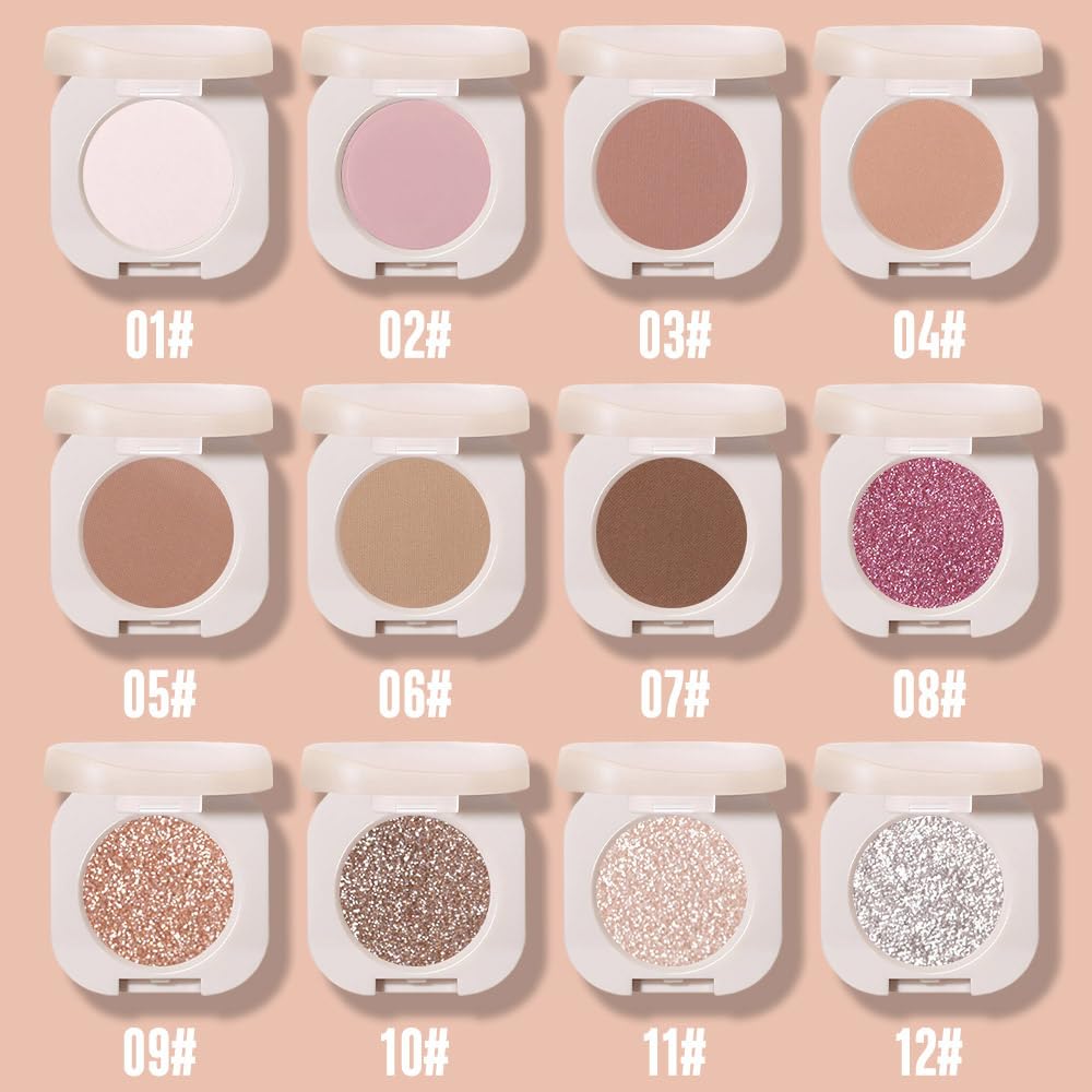 FeiCuiYun Glitter Shimmer Sparkle Eye Shadow Palette Makeup for Older Women, Pearl White Silver Glitter Shimmer Metallic Holographic Iridescent Cream Iridescent Single Monochrome Eyeshadow Makeup, 11 - Maple Wellness Supplements