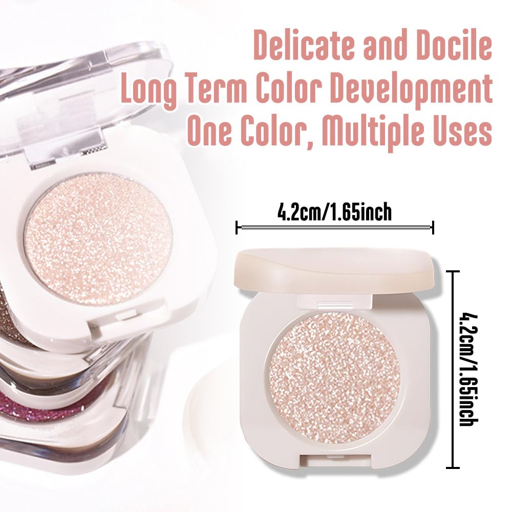 FeiCuiYun Glitter Shimmer Sparkle Eye Shadow Palette Makeup for Older Women, Pearl White Silver Glitter Shimmer Metallic Holographic Iridescent Cream Iridescent Single Monochrome Eyeshadow Makeup, 11 - Maple Wellness Supplements