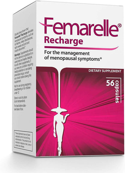 Femarelle® Recharge – Menopause Supplement for Women - Clinically Proven Menopause Relief - Hot Flashes, Night Sweats, Sleep & Libido Support Within 1st Month, Gluten-Free, GMO-Free & Hormone Free - Maple Wellness Supplements