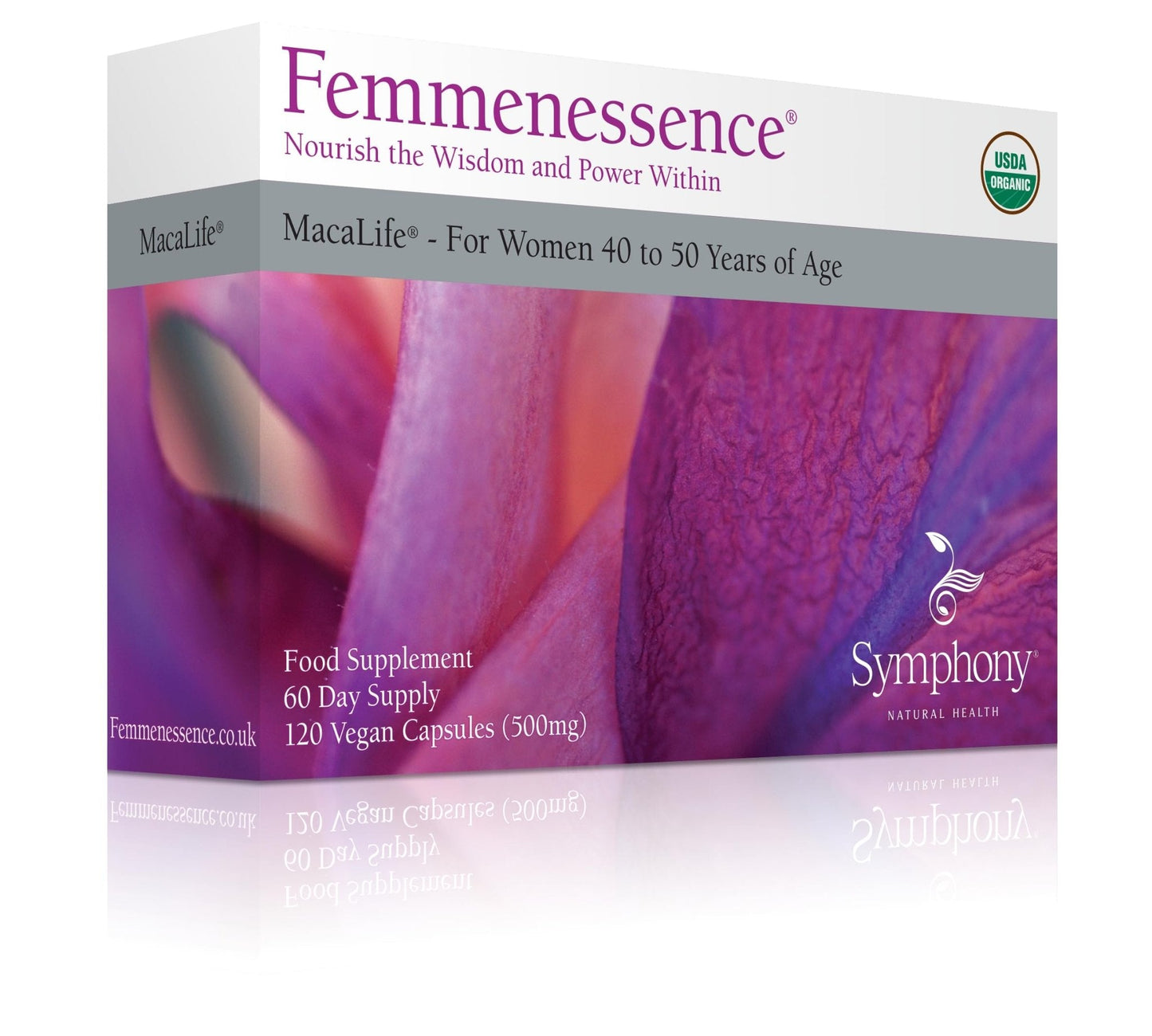Femmenessence® MacaLife® – Clinically Proven Perimenopausal Organic Vegan Supplement for Natural Hormone Balance, Symptom Relief, Heart & Mood Support (120 Capsules, 60 Day Supply) - Maple Wellness Supplements