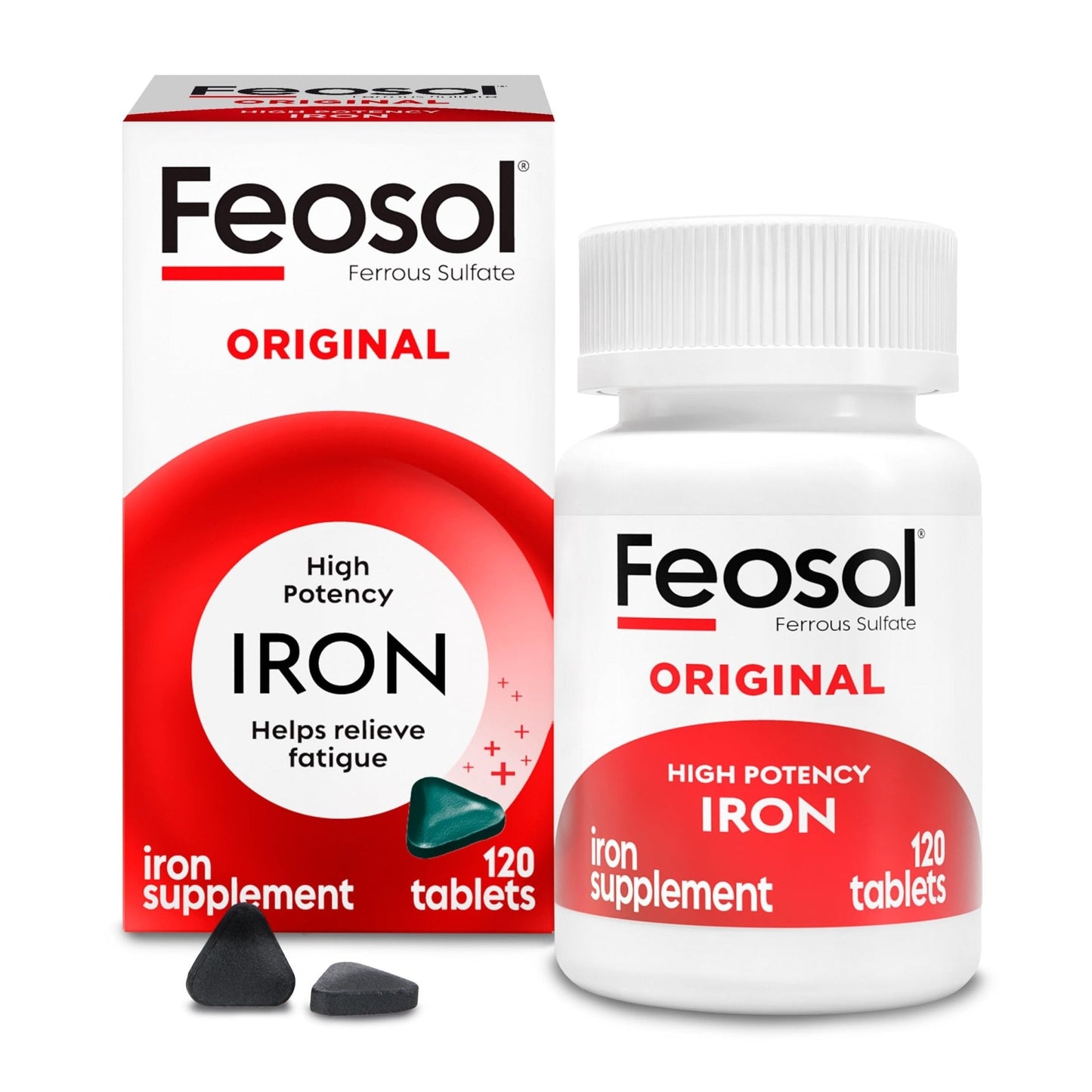 Feosol Original Iron Supplement Tablets, Non-heme, 65mg Iron per Pill, 1 Per Day, 120ct, 4 Month Supply, for Energy and Immune System Support, Made in USA - Maple Wellness Supplements