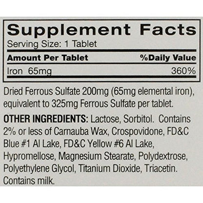 Feosol Original Iron Supplement Tablets, Non-heme, 65mg Iron per Pill, 1 Per Day, 120ct, 4 Month Supply, for Energy and Immune System Support, Made in USA - Maple Wellness Supplements