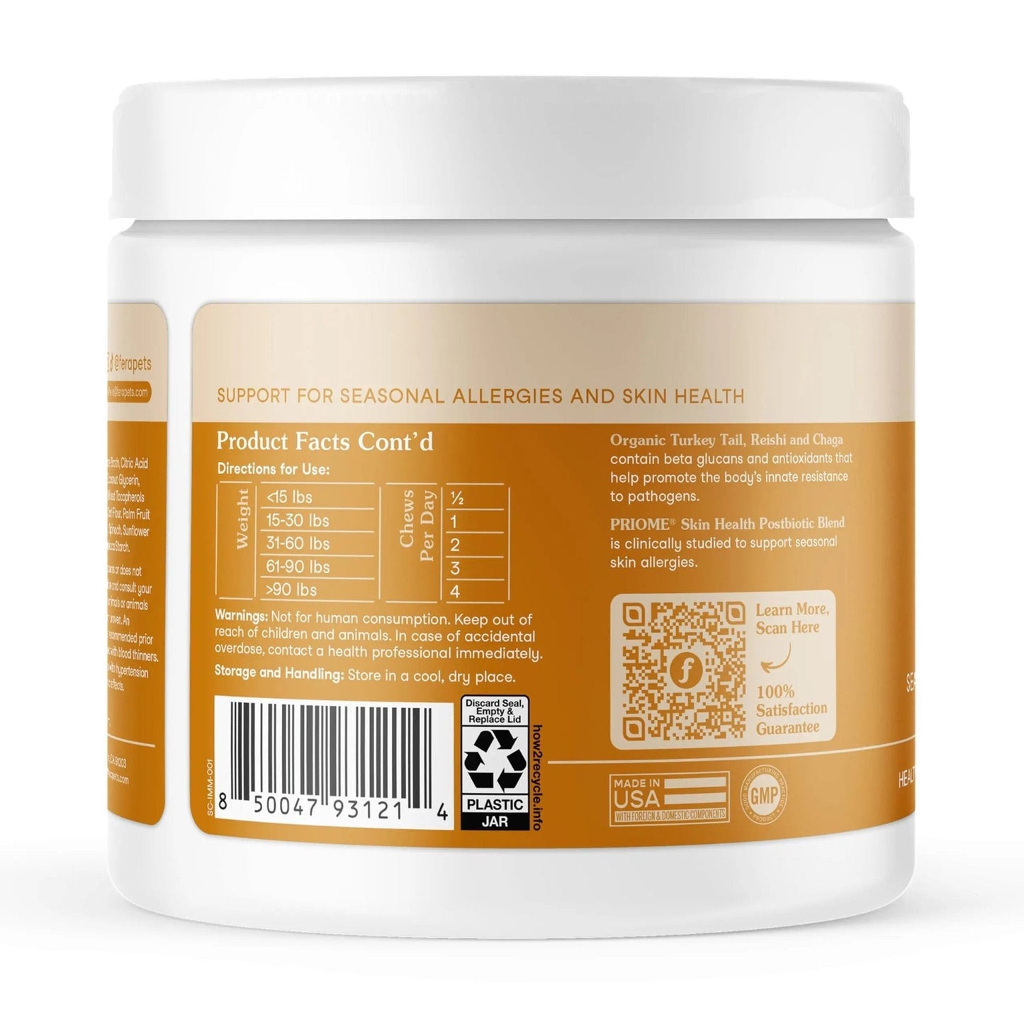 Fera Pets Dog Allergy and Immune Support with Organic Mushrooms, Postbiotics & Colostrum - Promotes Skin & Gut Health - Soothes Seasonal Allergy Symptoms - 30 Soft Chews - Maple Wellness Supplements