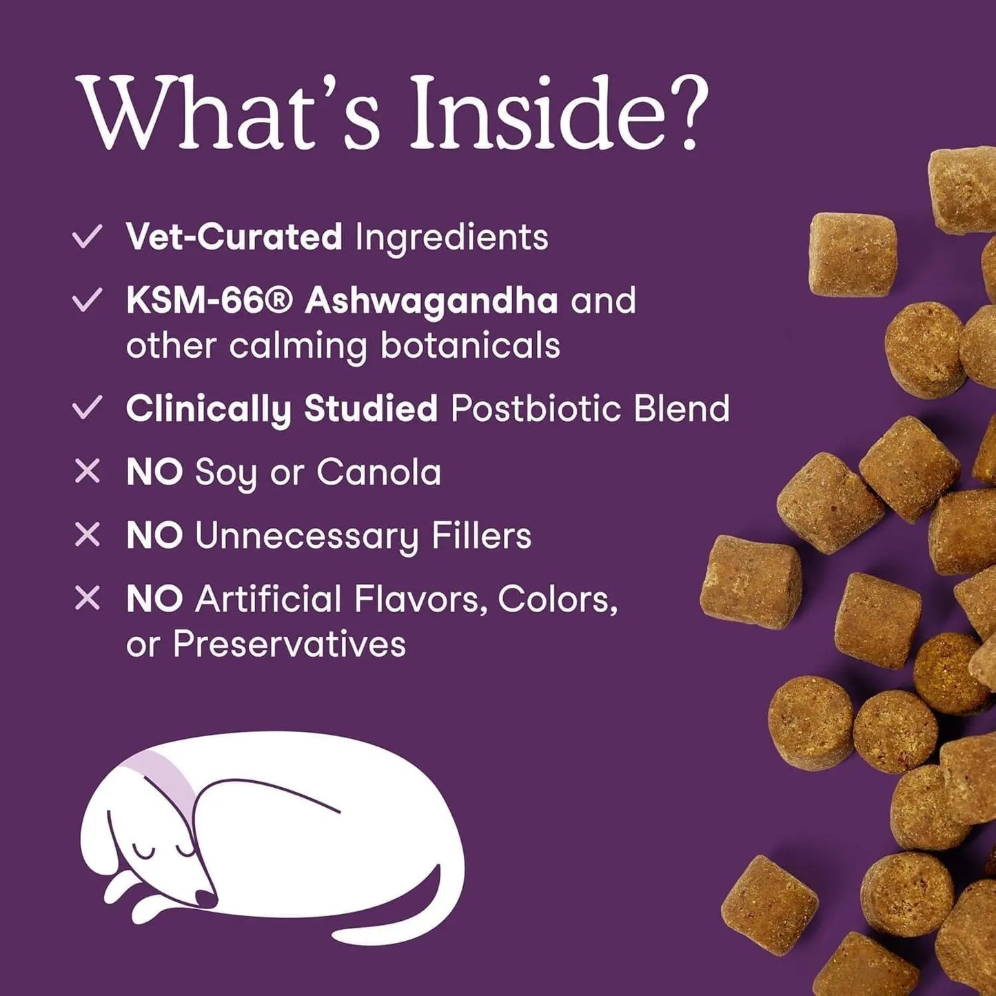 Fera Pets Dog Calming Chews - Helps Manage Everyday Stress & Separation - Promotes Relaxation - Ashwagandha & Priome® Mental Wellbeing Postbiotic Blend - 30 Soft Chews - Maple Wellness Supplements