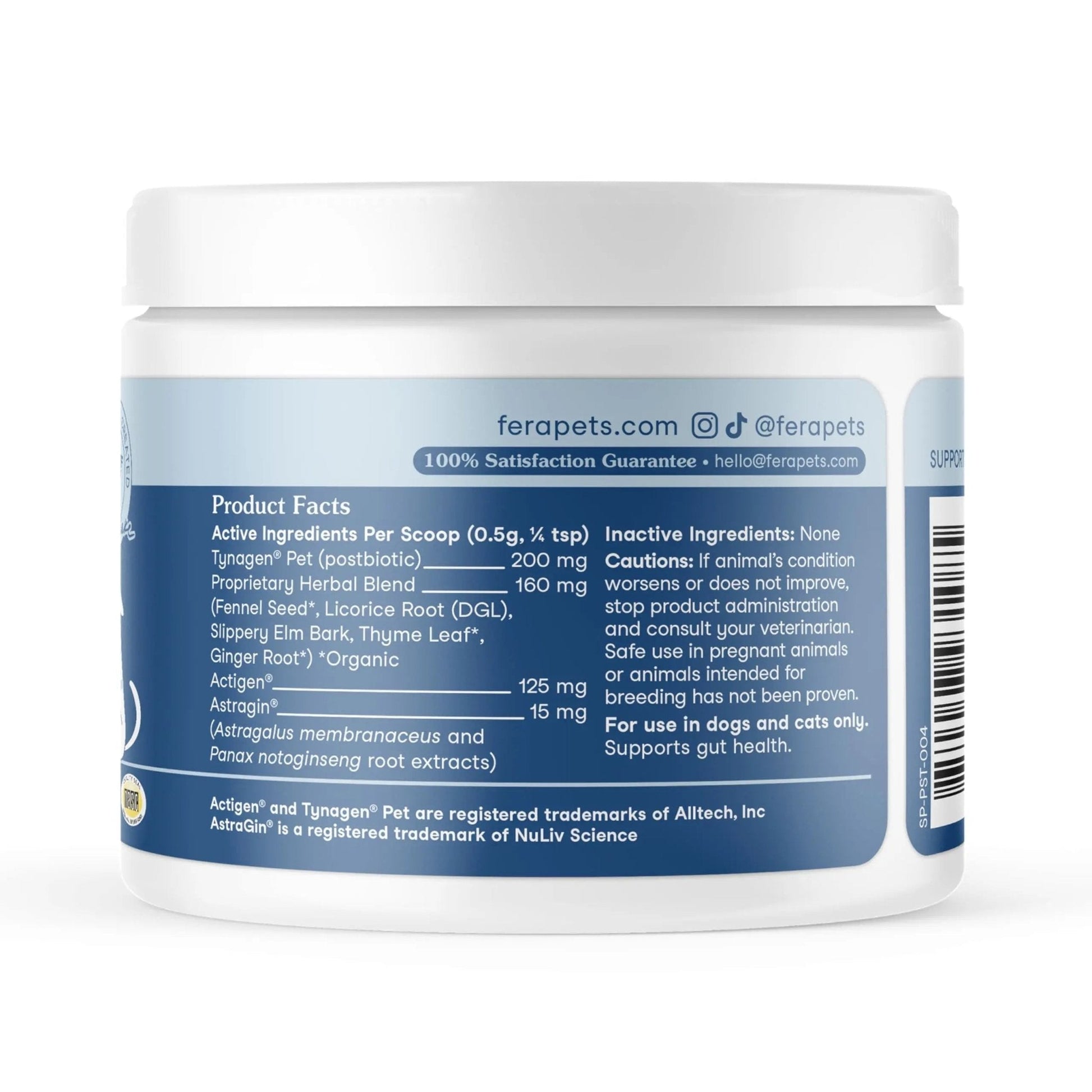 Fera Pets Postbiotics Plus Prebiotics for Dogs & Cats - with Slippery Elm - Promotes Optimal Digestive Health & Inflammatory Response - Enhances Immunity - 120 Scoops - Maple Wellness Supplements