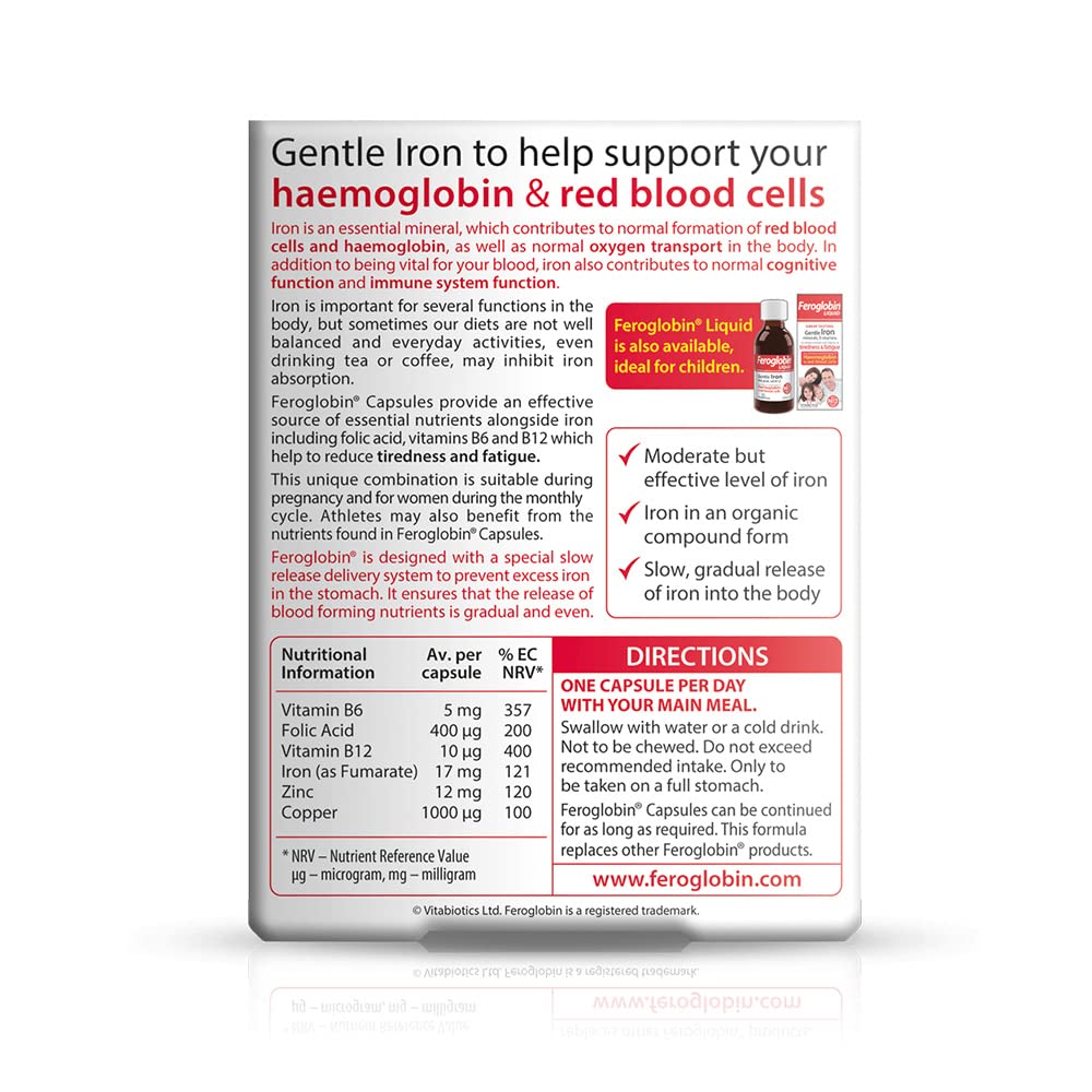 Feroglobin Iron Capsule Helps to reduce tiredness and fatigue - Maple Wellness Supplements