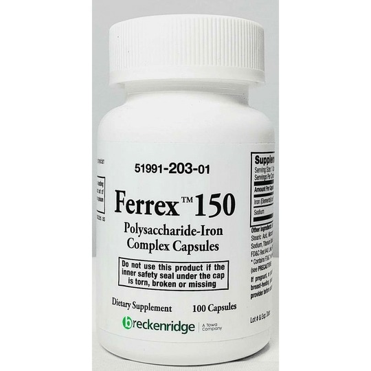 Ferrex 150 Iron Supplement Bottle 100ct - Maple Wellness Supplements
