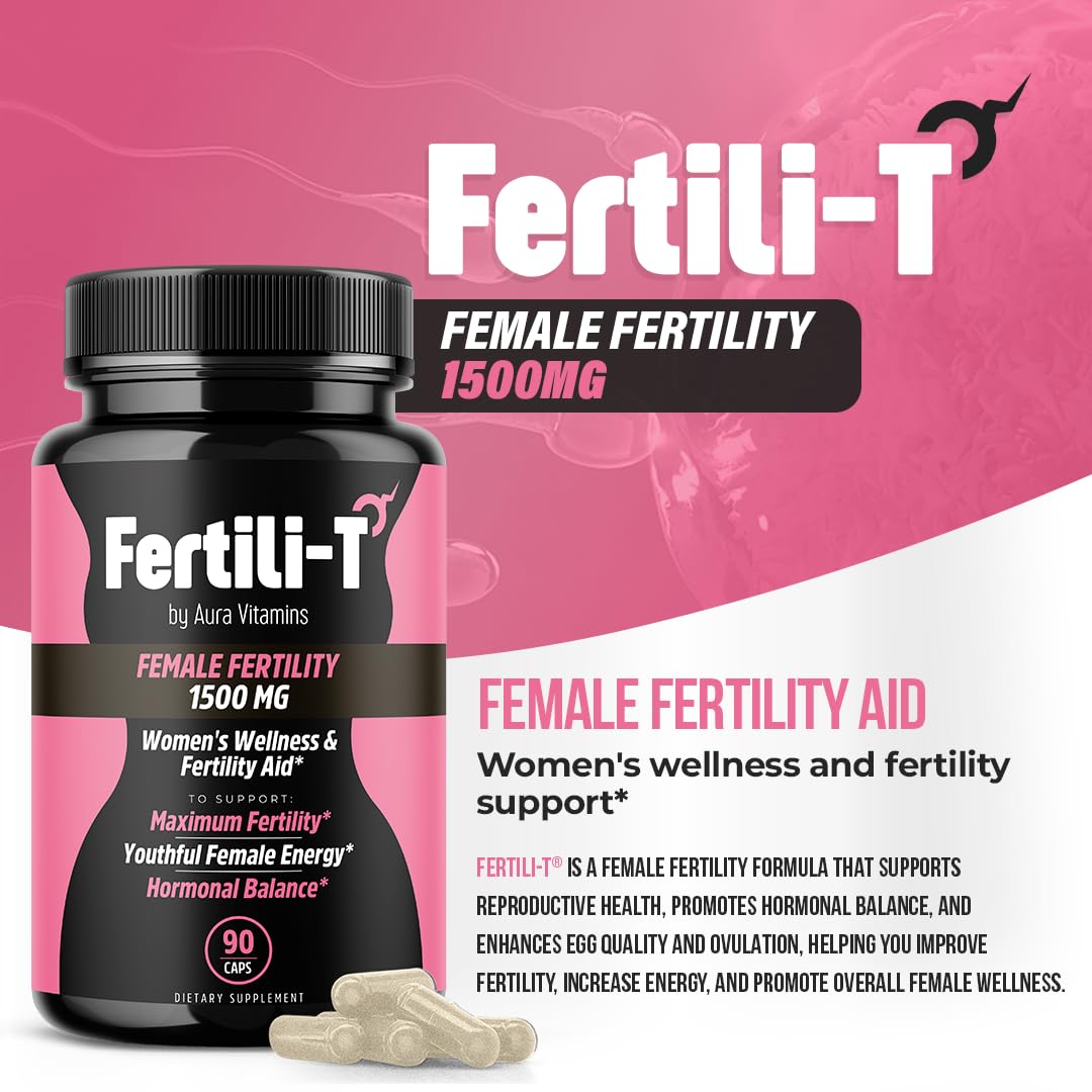 Fertili-t Female (90 Caps) Natural Fertility Support, Hormonal Balance & Prenatal Vitamins for Women, Conception Support, Natural Fertility Supplement with Aguaje & Red Maca (30-Day Supply) (1) - Maple Wellness Supplements