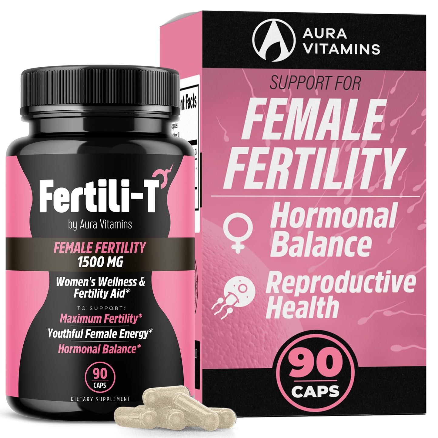 Fertili-t Female (90 Caps) Natural Fertility Support, Hormonal Balance & Prenatal Vitamins for Women, Conception Support, Natural Fertility Supplement with Aguaje & Red Maca (30-Day Supply) (1) - Maple Wellness Supplements