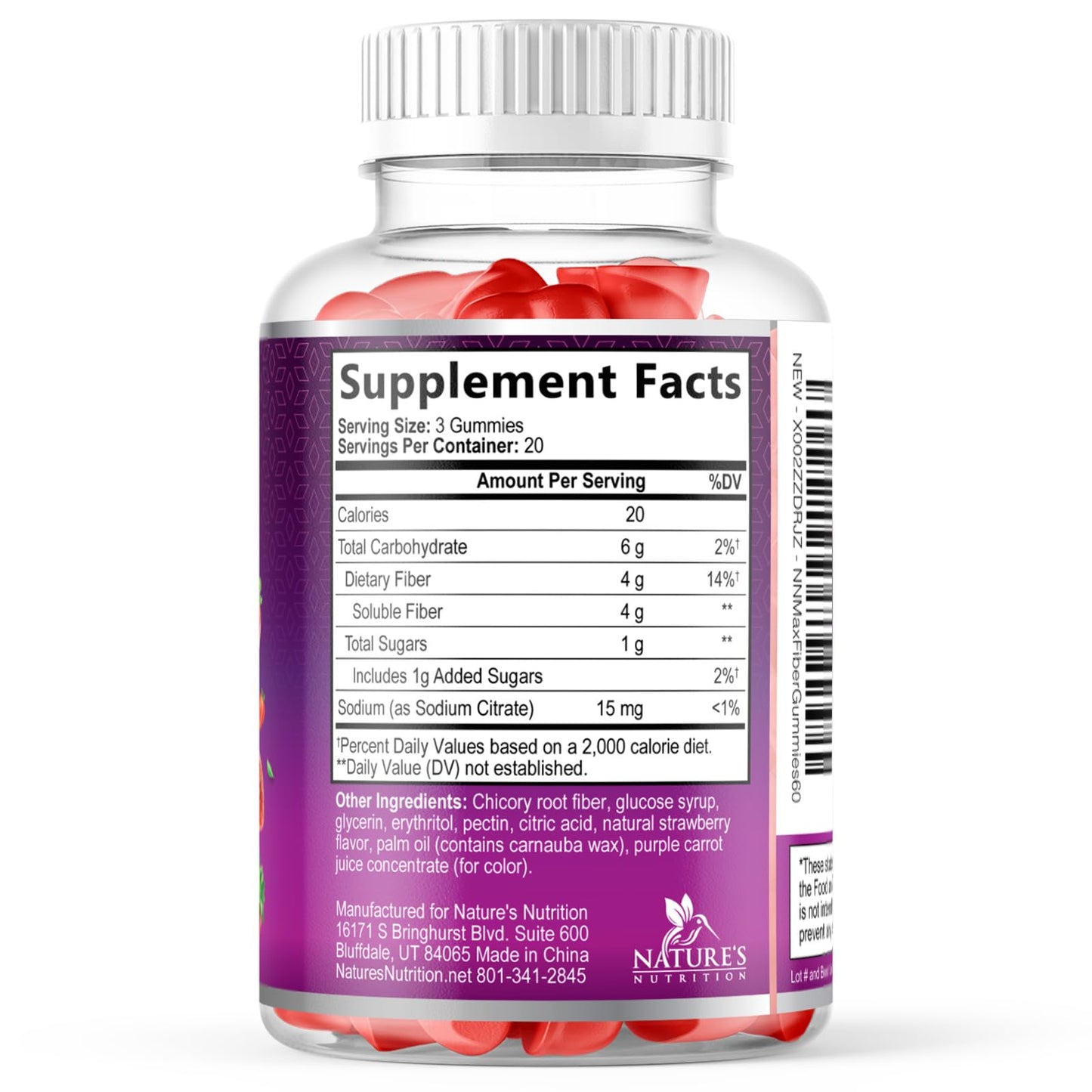 Fiber Gummies for Adults - Soluble Fiber 4g Per Serving - Plant-Based Prebiotic Fiber Supplement for Digestive Health, Gut Health, & Regularity Support - Vegan Gummy - Maple Wellness Supplements
