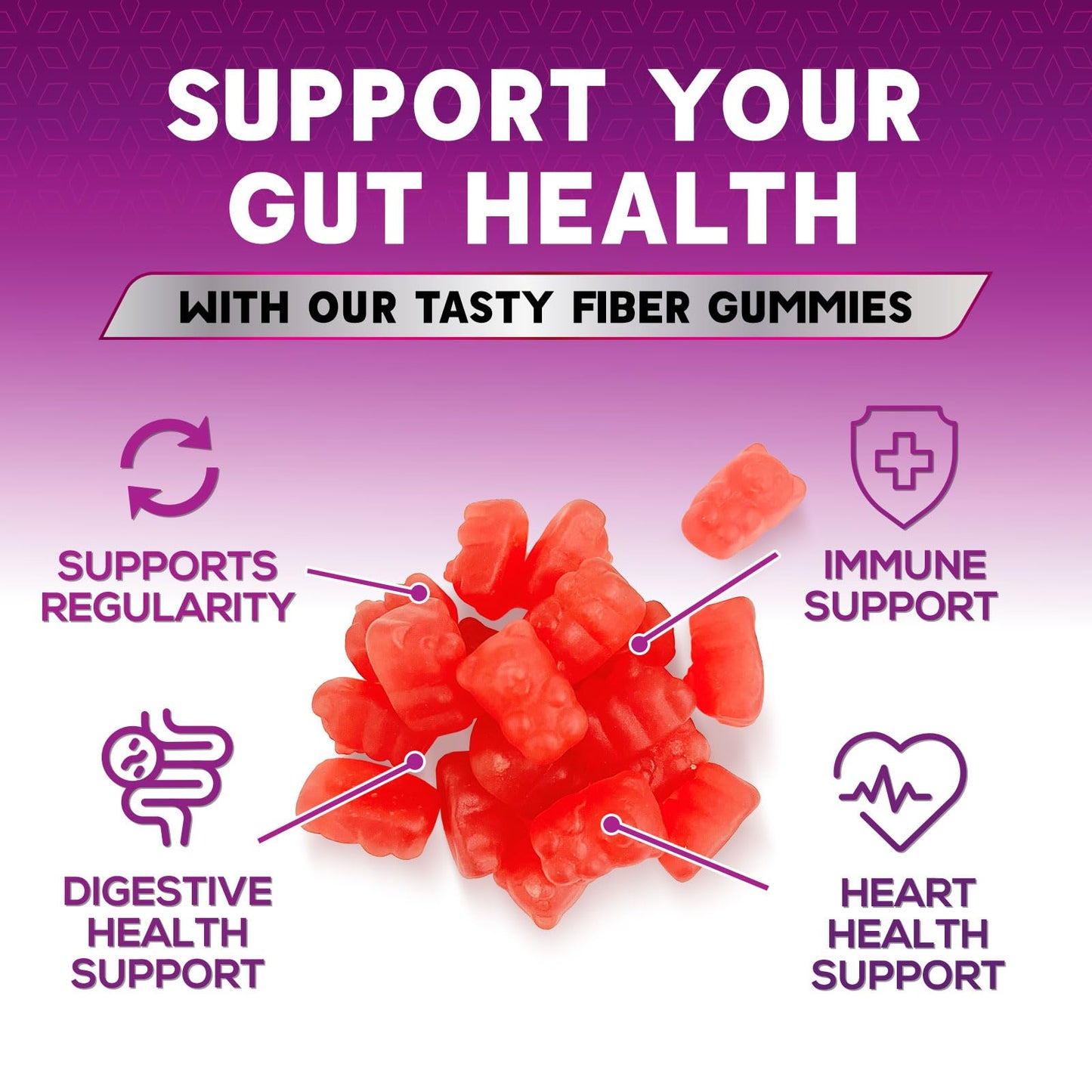 Fiber Gummies for Adults - Soluble Fiber 4g Per Serving - Plant-Based Prebiotic Fiber Supplement for Digestive Health, Gut Health, & Regularity Support - Vegan Gummy - Maple Wellness Supplements