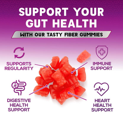 Fiber Gummies for Adults - Soluble Fiber 4g Per Serving - Plant-Based Prebiotic Fiber Supplement for Digestive Health, Gut Health, & Regularity Support - Vegan Gummy - Maple Wellness Supplements