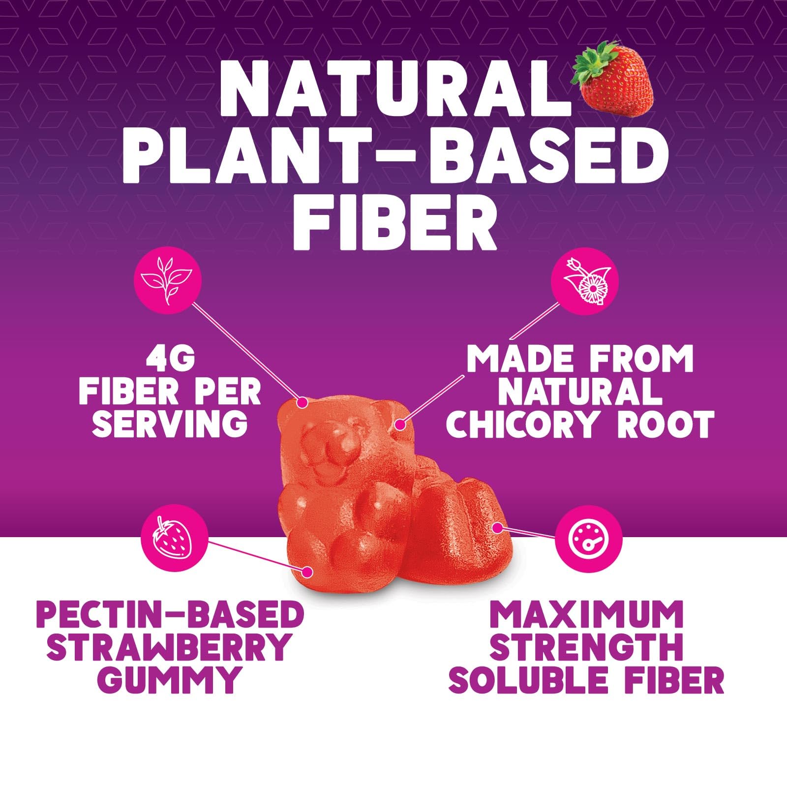 Fiber Gummies for Adults - Soluble Fiber 4g Per Serving - Plant-Based Prebiotic Fiber Supplement for Digestive Health, Gut Health, & Regularity Support - Vegan Gummy - Maple Wellness Supplements