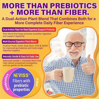 Fiber Gummies for Adults with Psyllium Husk, 7G(Soluble + Insoluble) Daily Prebiotic Fiber with Inulin, FOS, Guar Gum, Multivitamins for Daily Digestive Health, - Maple Wellness Supplements