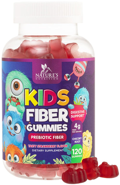 Fiber Gummies for Kids 4g Per Serving - Daily Fiber Gummy Supplement for Kids - Soluble Inulin Prebiotic Gummy for Digestive Health Support - Plant-Based Regularity - Maple Wellness Supplements