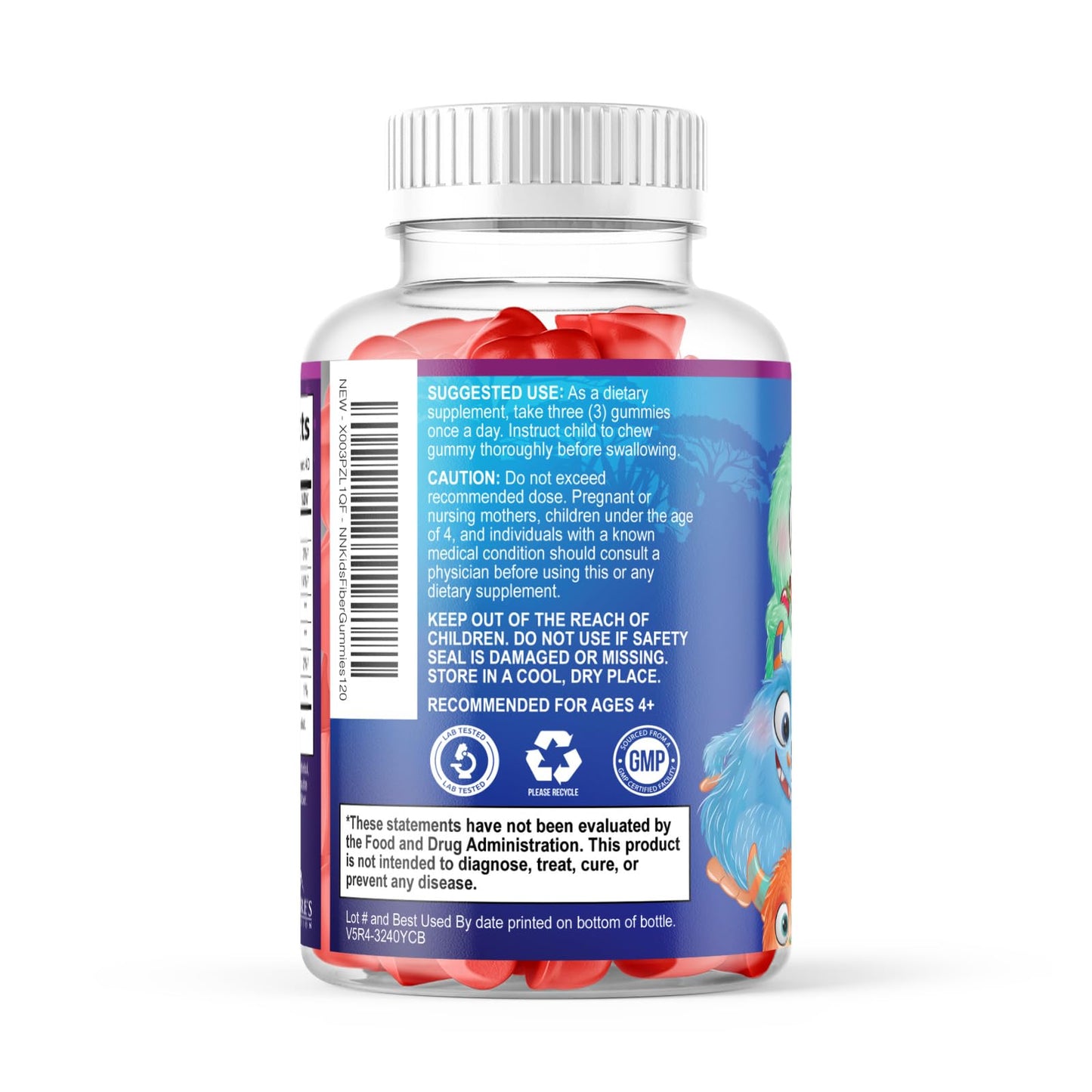 Fiber Gummies for Kids 4g Per Serving - Daily Fiber Gummy Supplement for Kids - Soluble Inulin Prebiotic Gummy for Digestive Health Support - Plant-Based Regularity - Maple Wellness Supplements