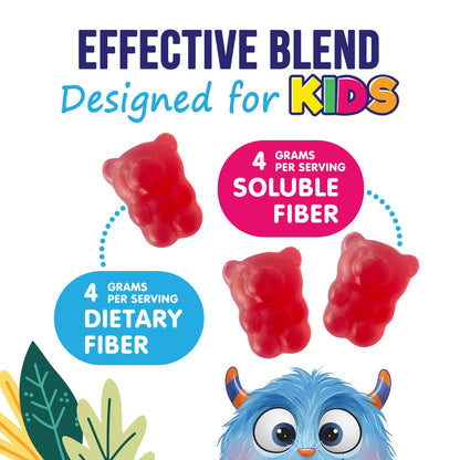 Fiber Gummies for Kids 4g Per Serving - Daily Fiber Gummy Supplement for Kids - Soluble Inulin Prebiotic Gummy for Digestive Health Support - Plant-Based Regularity - Maple Wellness Supplements