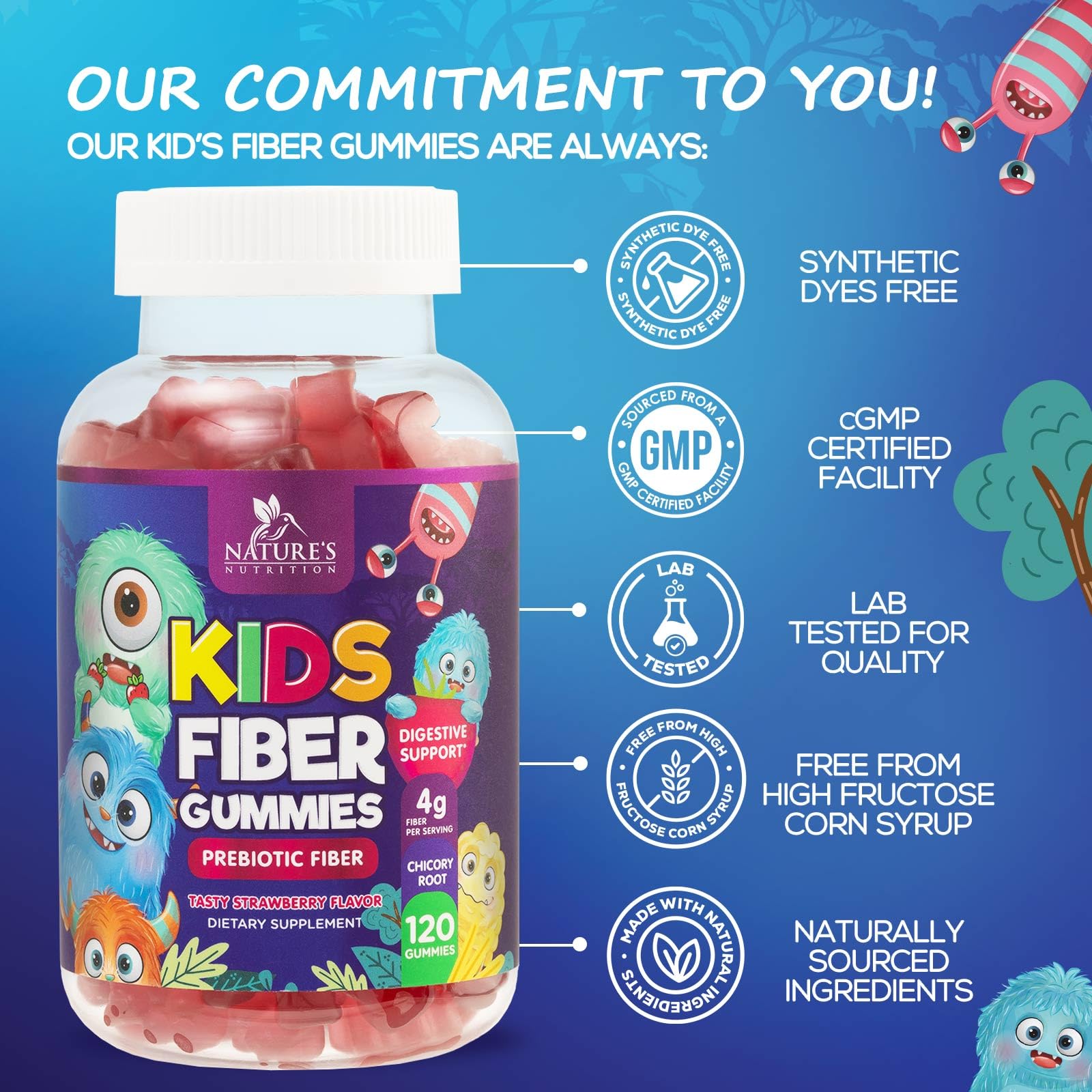 Fiber Gummies for Kids 4g Per Serving - Daily Fiber Gummy Supplement for Kids - Soluble Inulin Prebiotic Gummy for Digestive Health Support - Plant-Based Regularity - Maple Wellness Supplements