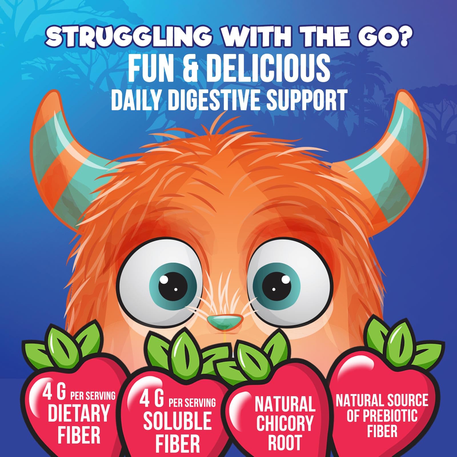 Fiber Gummies for Kids 4g Per Serving - Daily Fiber Gummy Supplement for Kids - Soluble Inulin Prebiotic Gummy for Digestive Health Support - Plant-Based Regularity - Maple Wellness Supplements