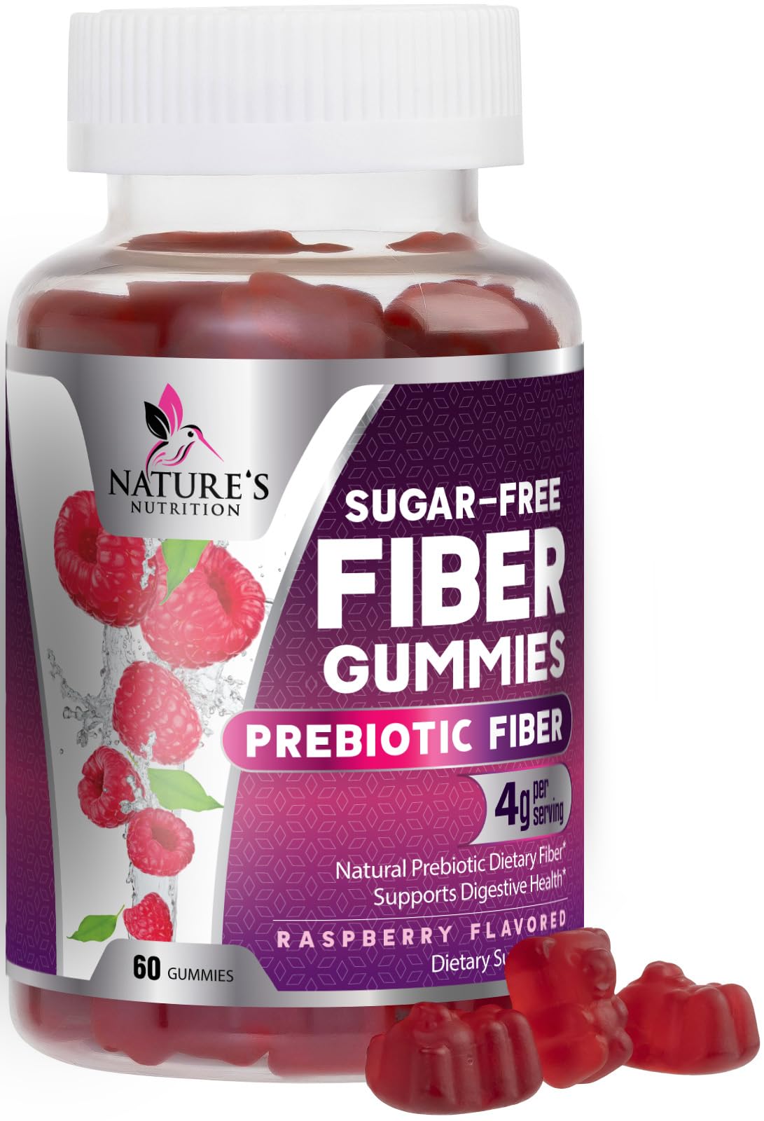 Fiber Gummies – Sugar Free Prebiotic Plant-Based Fiber 4g per Serving Supplement - Improved Soluble Formula Supports Digestive Health & Regularity - Non-GMO, - Maple Wellness Supplements
